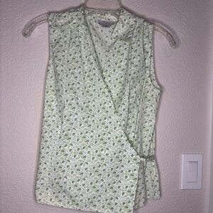 LOFT Cream Sleeveless Wrap Blouse